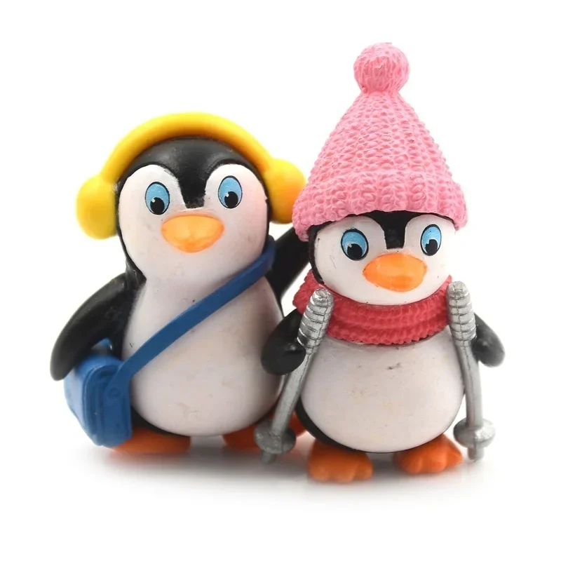 4pcs/set DIY Crafts Mini Winter Penguin Miniature Figurine Christmas Figures For Fairy Garden Gnomes Moss Terrariums Decoration