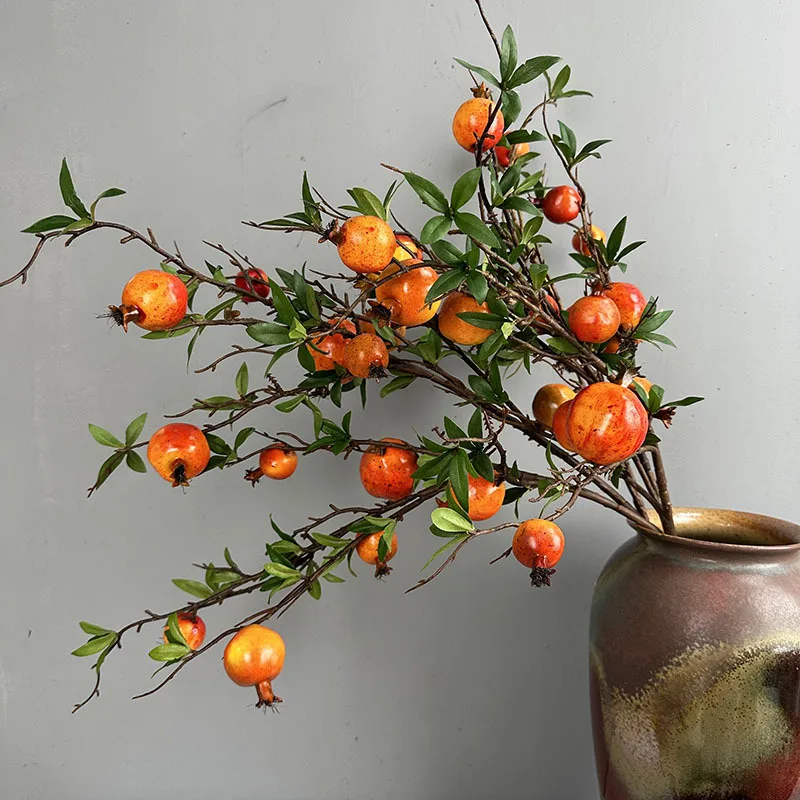 New Artificial Pomegranate Long Branch 6-Fruit Artificial Fruits Flowers For Home Wedding Party Table Decoration Christmas Decor