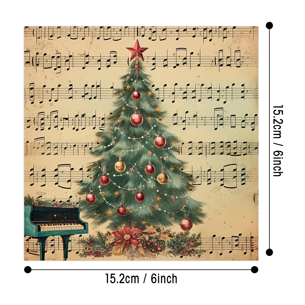 Vintage Christmas Sheet Music Scrapbook Paper Set,12sheets Xmas Decorative Decoupage Paper for DIY Crafts,Gift Wrap,Scrapbooking