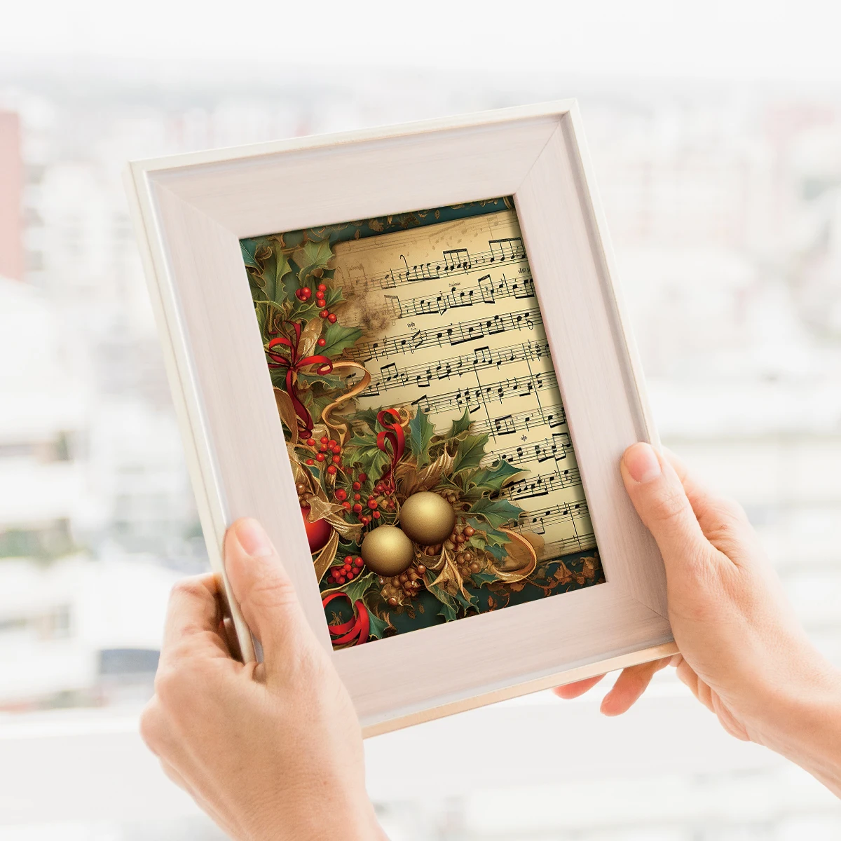 Vintage Christmas Sheet Music Scrapbook Paper Set,12sheets Xmas Decorative Decoupage Paper for DIY Crafts,Gift Wrap,Scrapbooking