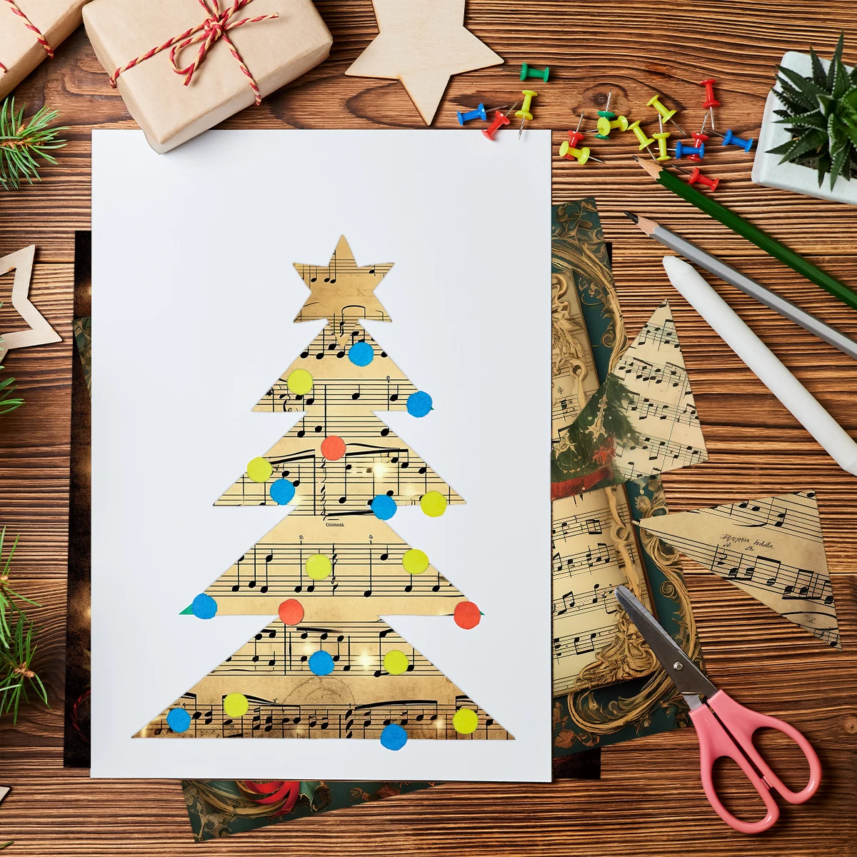 Vintage Christmas Sheet Music Scrapbook Paper Set,12sheets Xmas Decorative Decoupage Paper for DIY Crafts,Gift Wrap,Scrapbooking