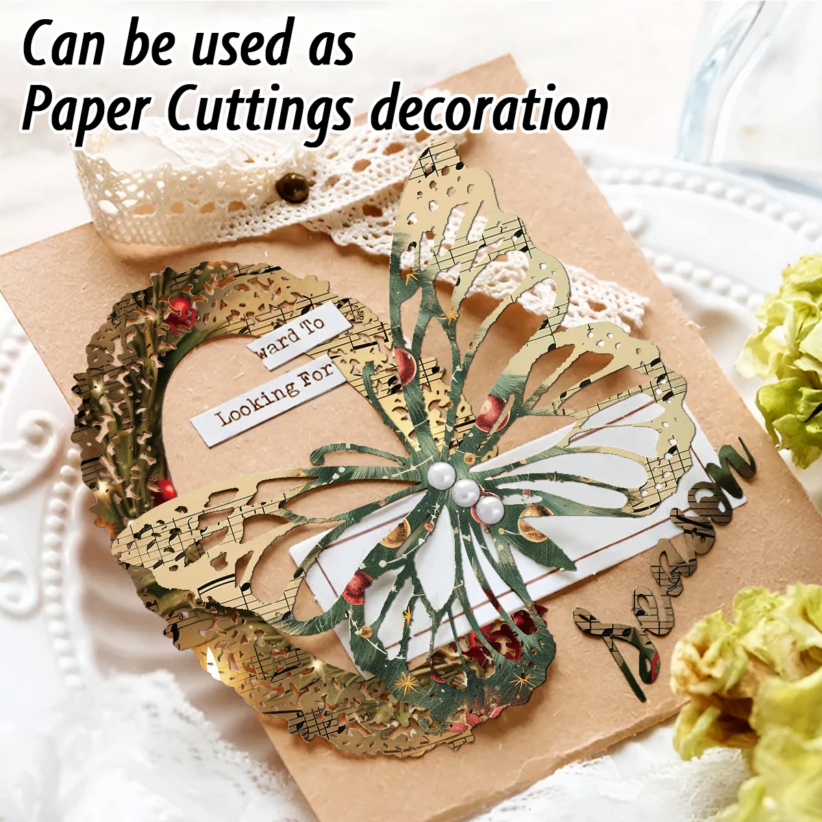 Vintage Christmas Sheet Music Scrapbook Paper Set,12sheets Xmas Decorative Decoupage Paper for DIY Crafts,Gift Wrap,Scrapbooking