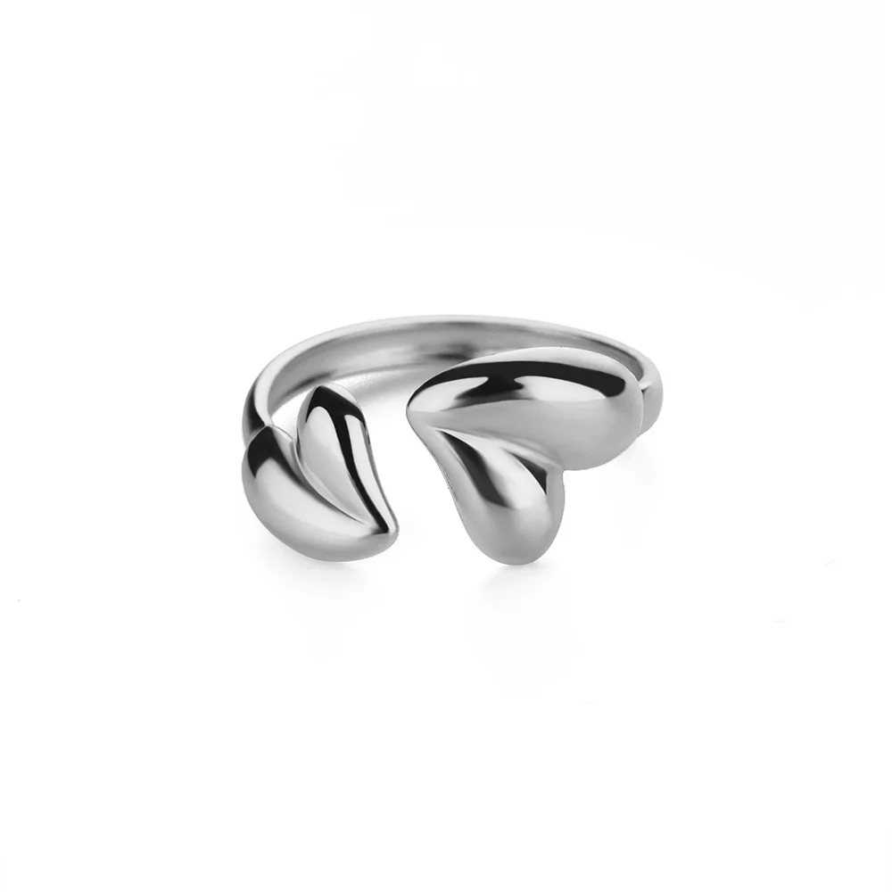 Irregular Heart Design Stainless Steel Open Rings For Women Gold Color Wedding Aesthetic Ring Jewelry Accessories Christmas Gift