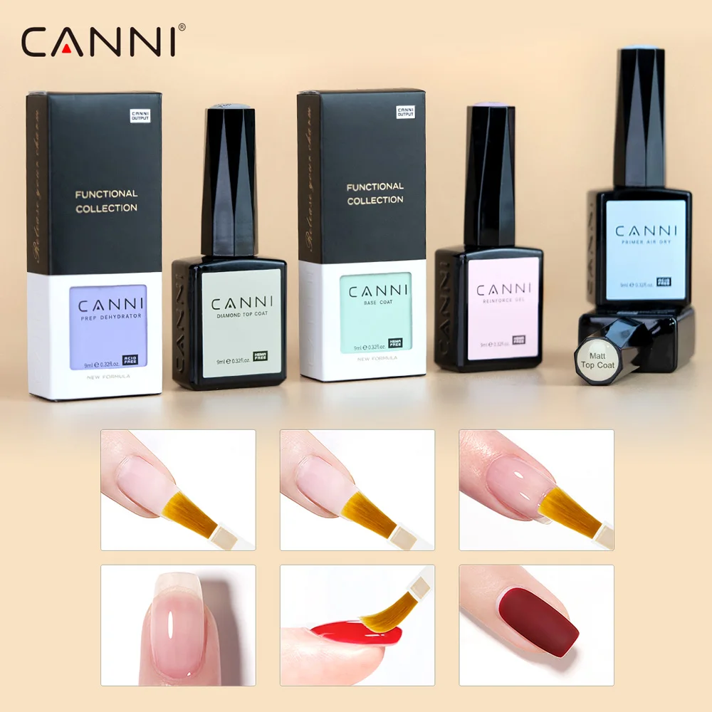 CANNI Hema Free Nail Gel Polish Christmas Red Color Collection Semi Permanent Nail Dehydrator Primer 9ml French Gorgeous Color