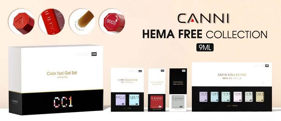 CANNI Hema Free Nail Gel Polish Christmas Red Color Collection Semi Permanent Nail Dehydrator Primer 9ml French Gorgeous Color