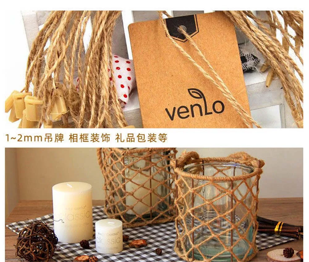 Natural Vintage Jute Rope Twine Christmas Crafts Jute Cord Thread Wedding Handmade DIY Party Ribbon Bows Decoration Cat Climbing