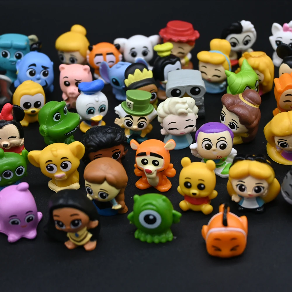 48Pcs/Set Kawaii Q Princess Figure Toy Mini Rapunzel Snow White Jasmine Mulan Ariel Micky PVC Figurine Toys Christmas Gift