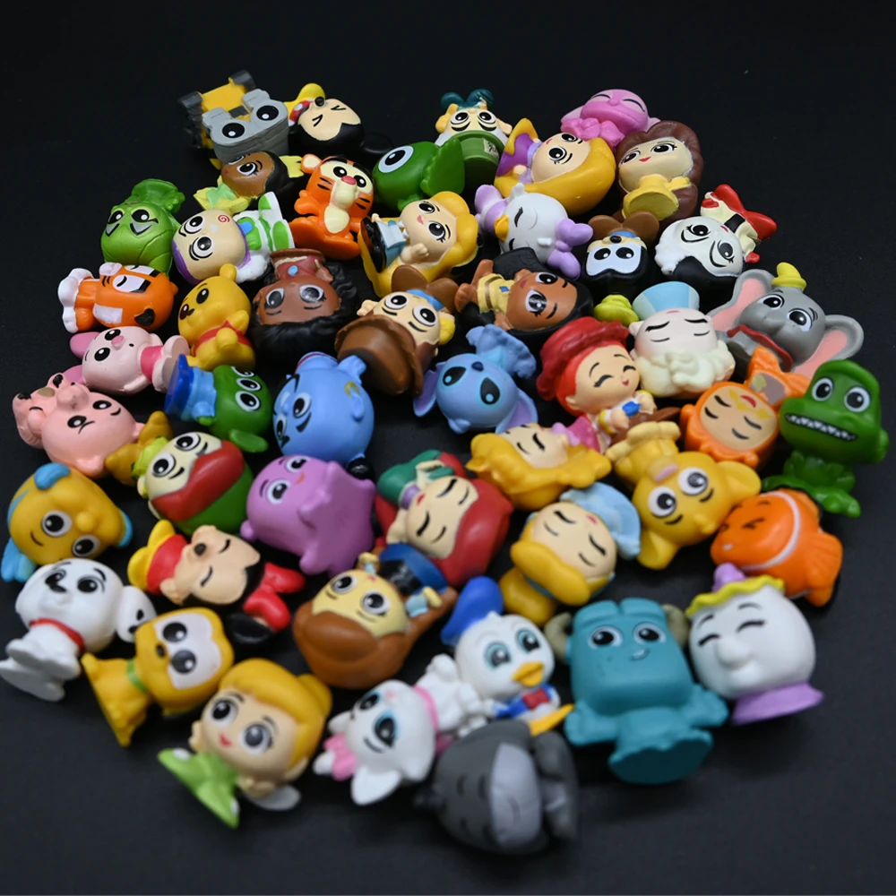 48Pcs/Set Kawaii Q Princess Figure Toy Mini Rapunzel Snow White Jasmine Mulan Ariel Micky PVC Figurine Toys Christmas Gift