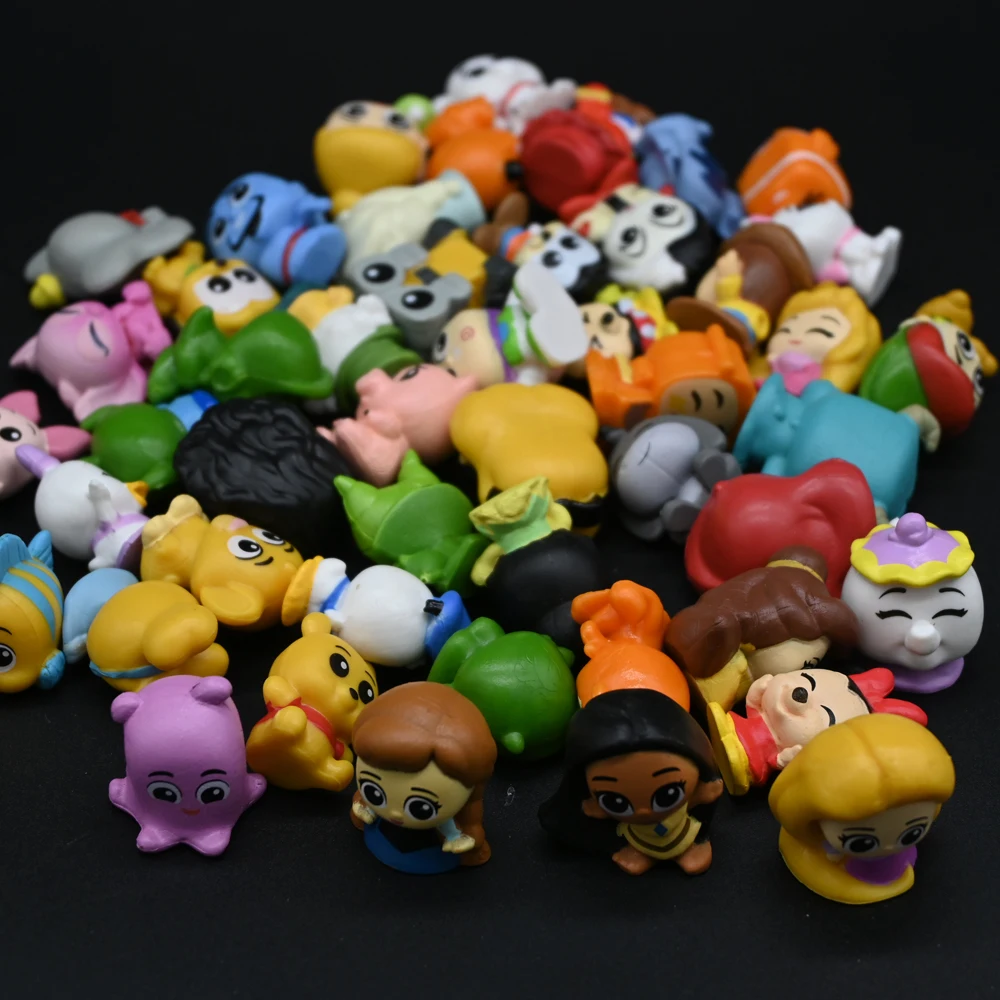 48Pcs/Set Kawaii Q Princess Figure Toy Mini Rapunzel Snow White Jasmine Mulan Ariel Micky PVC Figurine Toys Christmas Gift