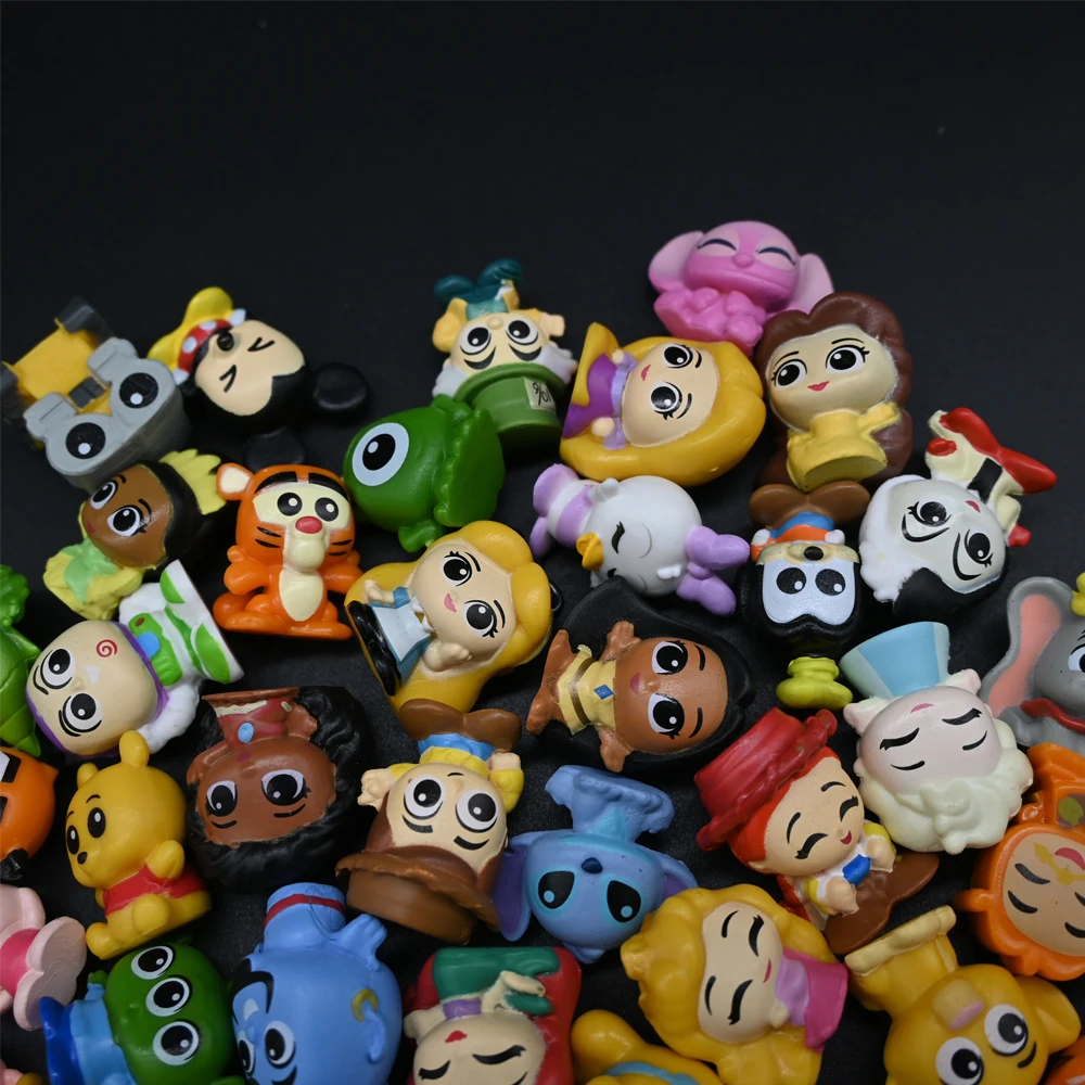 48Pcs/Set Kawaii Q Princess Figure Toy Mini Rapunzel Snow White Jasmine Mulan Ariel Micky PVC Figurine Toys Christmas Gift