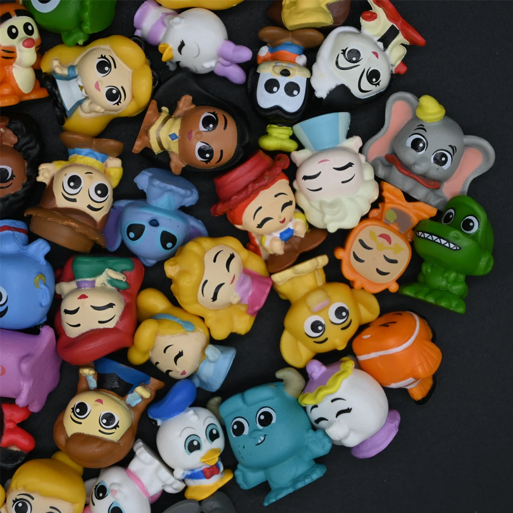 48Pcs/Set Kawaii Q Princess Figure Toy Mini Rapunzel Snow White Jasmine Mulan Ariel Micky PVC Figurine Toys Christmas Gift
