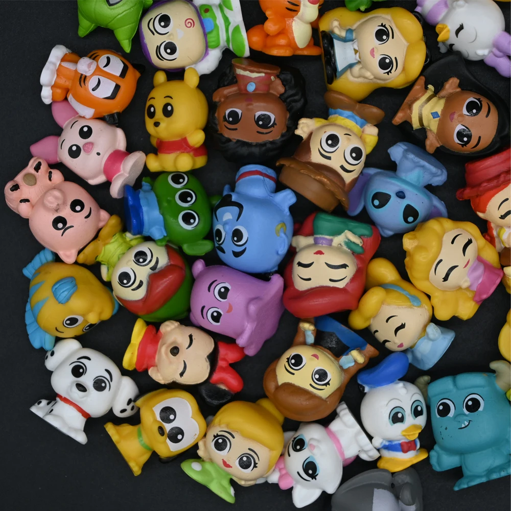 48Pcs/Set Kawaii Q Princess Figure Toy Mini Rapunzel Snow White Jasmine Mulan Ariel Micky PVC Figurine Toys Christmas Gift