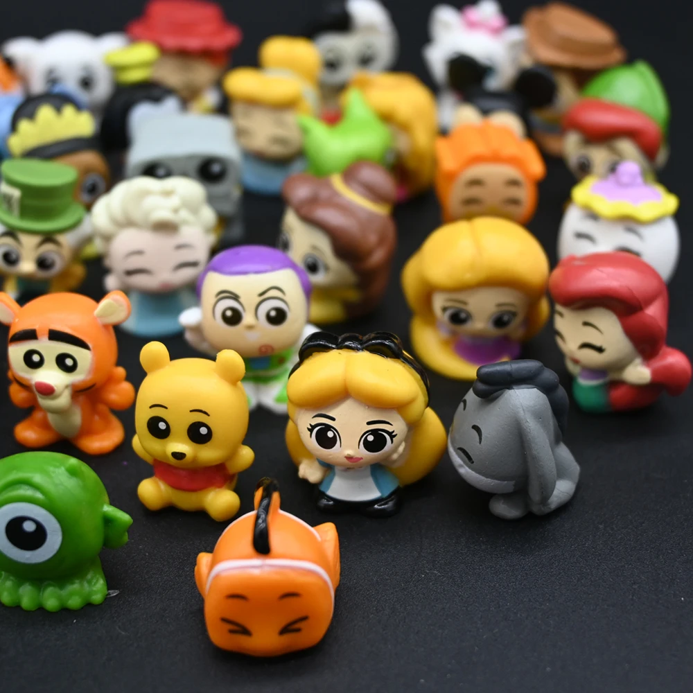 48Pcs/Set Kawaii Q Princess Figure Toy Mini Rapunzel Snow White Jasmine Mulan Ariel Micky PVC Figurine Toys Christmas Gift