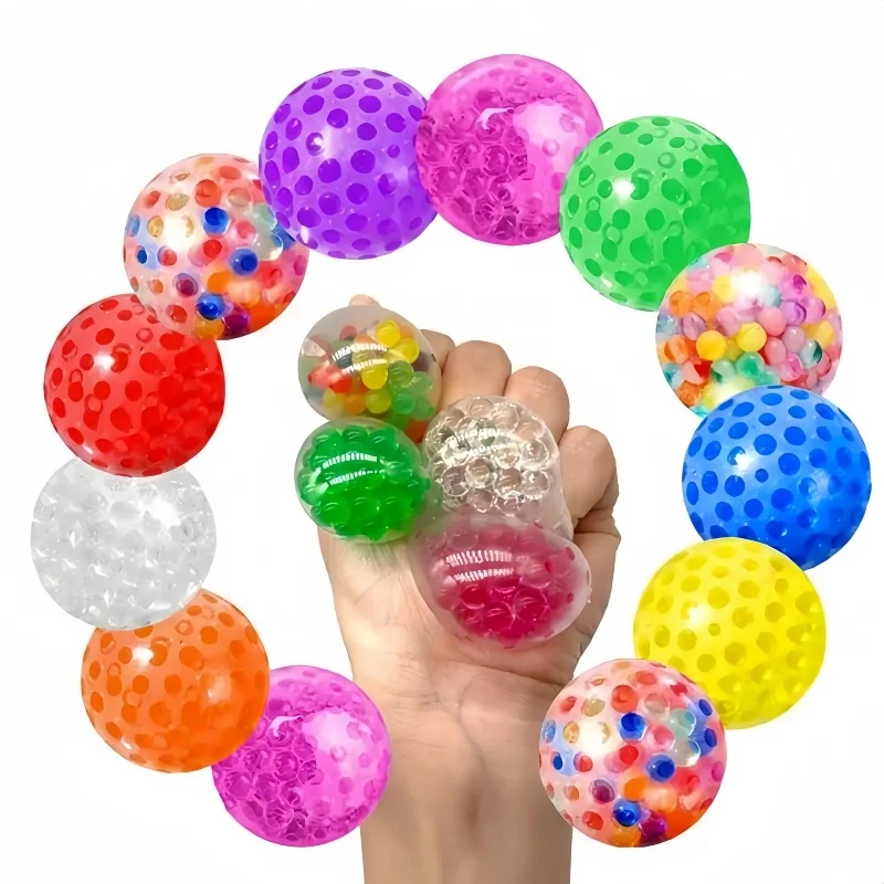 5pcs 3.5cm Soft Rubber Squeeze Ball Grape Ball Stress Relief Sensory Toy for Kids Party Favors Pinata Fillers Christmas Gift