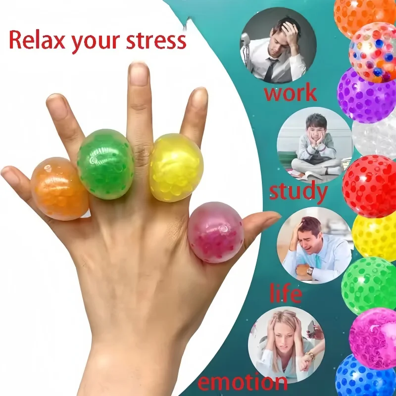 5pcs 3.5cm Soft Rubber Squeeze Ball Grape Ball Stress Relief Sensory Toy for Kids Party Favors Pinata Fillers Christmas Gift