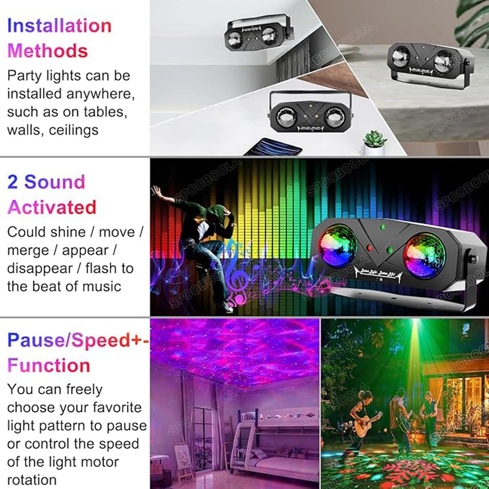 Sound Activated 10W Party Light Disco Ball Light Dj Laser Disco Lamp Ocean Star Christmas Projector Dance Light with Remote