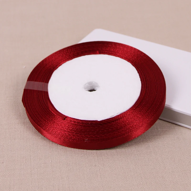 Single Face Satin Ribbon Bright Red 25 Yards Wholesale DIY Supplies Gift Wrapping Christmas Apparel Sewing Fabric Ribbon