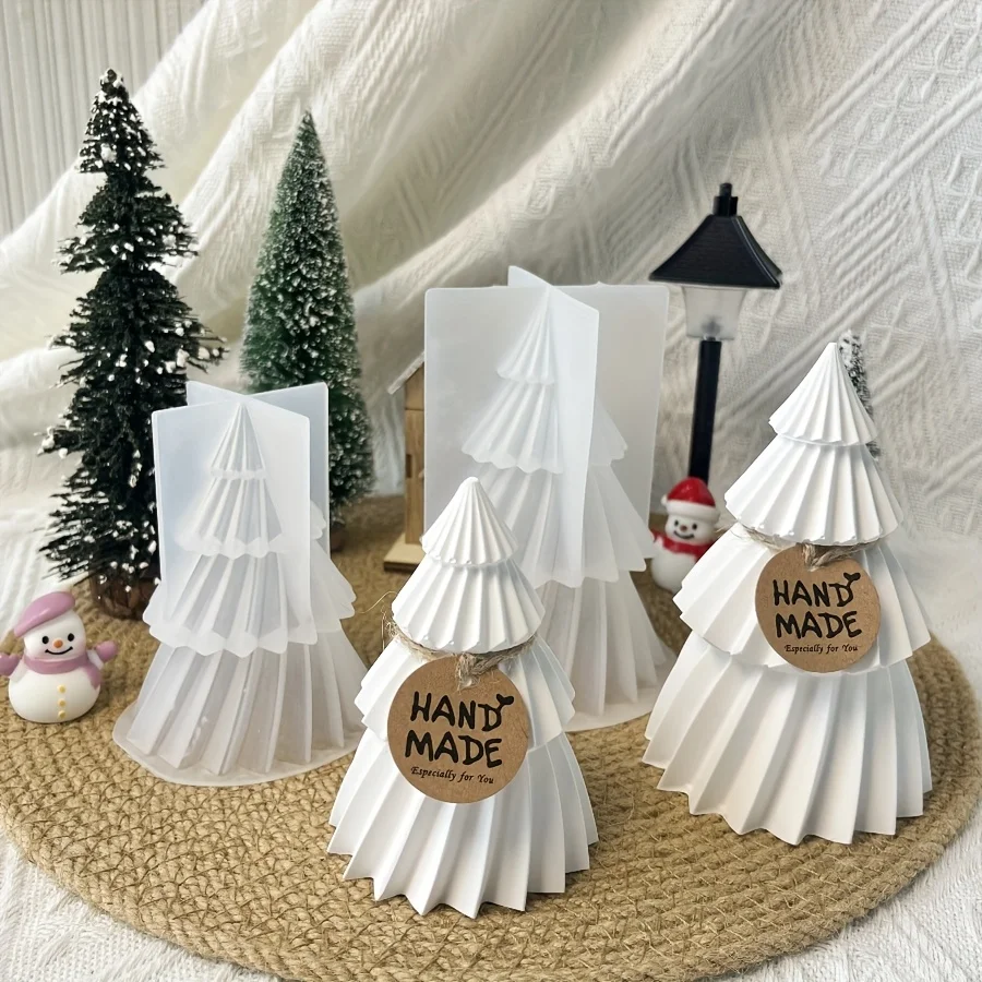 2pcs DIY Resin Molds for Christmas Tree Ornaments - Silicone Candle, Plaster, and Resin Crafting Molds with Festive Snowflake