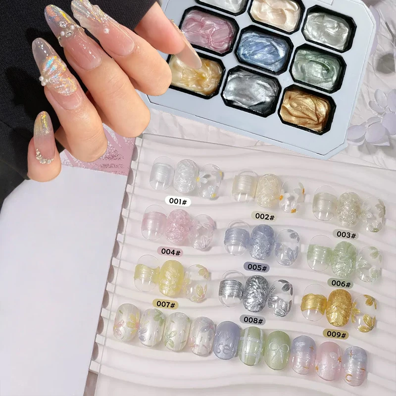 9 Colors Pearl Gloss Solid Nail Polish New Popular Pat-Pat Gel Nail Polish Semi-Permanent Nail Art Soak off UV LED Gel Christmas