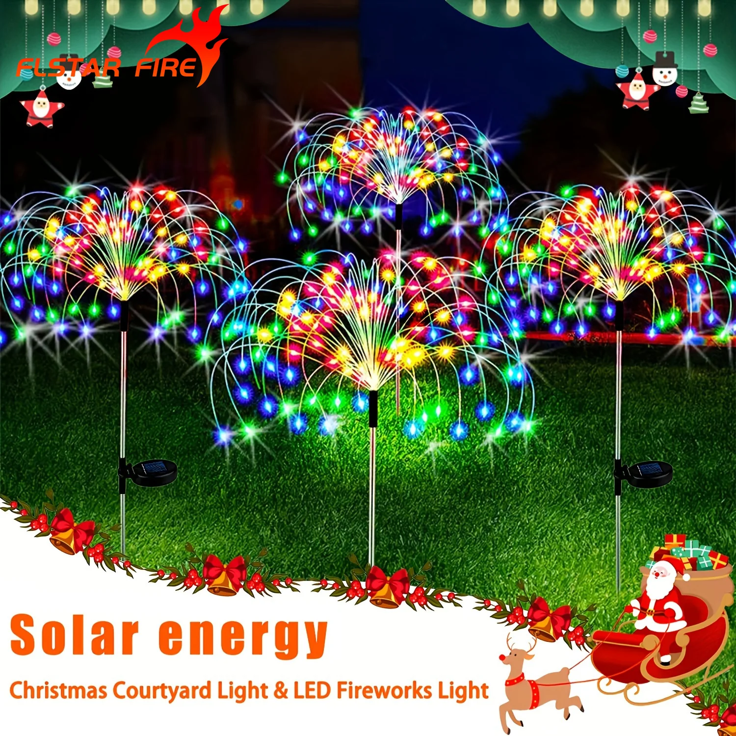 Solar Garden Lights 460LED Firework Lights Fairy Light Suitable for Courtyard Party Outdoor Decorative Garden Lights Christmas