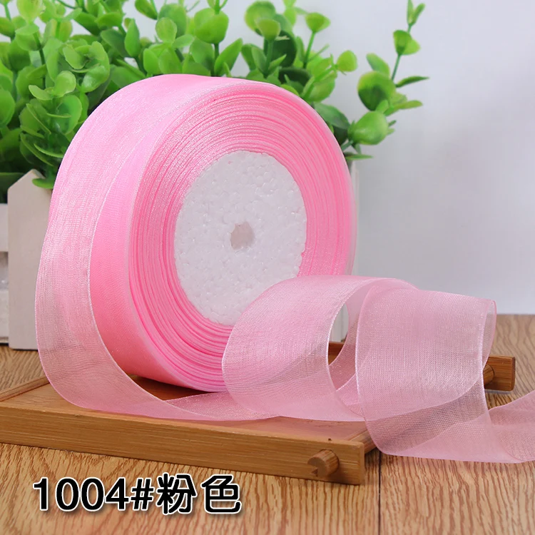 (50yards/roll) 12/15/20/25/40mm Organza Ribbon Gift Wrapping Decoration Christmas Silk Ribbons for Wedding DIY Craft Handmade