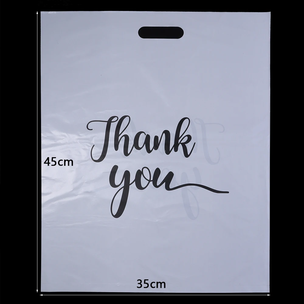 20pcs/lot Thank You Bags Durable Plastic Handle Shopping Bags For Wedding Christmas Birthday Party Gifts Candy Cookie Packaging