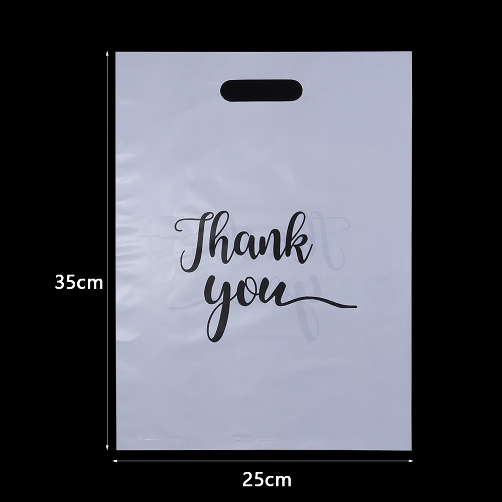 20pcs/lot Thank You Bags Durable Plastic Handle Shopping Bags For Wedding Christmas Birthday Party Gifts Candy Cookie Packaging