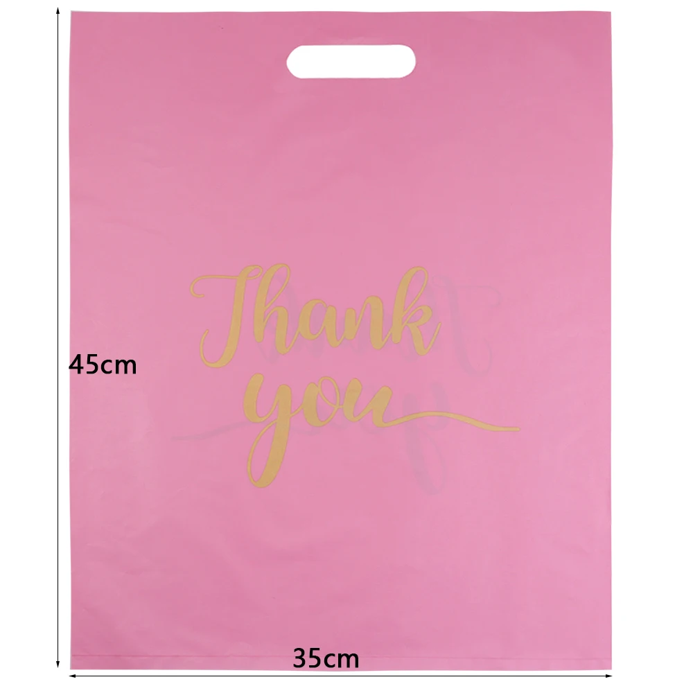 20pcs/lot Thank You Bags Durable Plastic Handle Shopping Bags For Wedding Christmas Birthday Party Gifts Candy Cookie Packaging