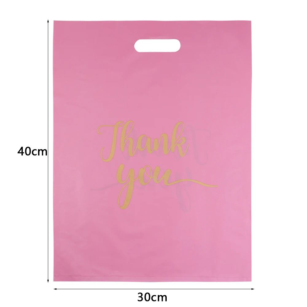 20pcs/lot Thank You Bags Durable Plastic Handle Shopping Bags For Wedding Christmas Birthday Party Gifts Candy Cookie Packaging