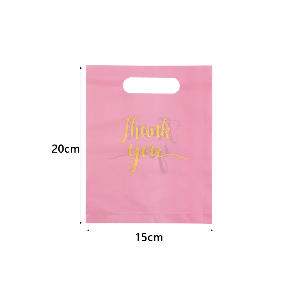 20pcs/lot Thank You Bags Durable Plastic Handle Shopping Bags For Wedding Christmas Birthday Party Gifts Candy Cookie Packaging