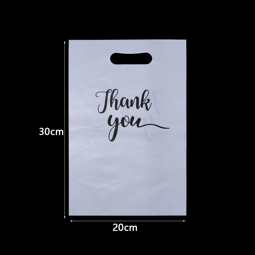 20pcs/lot Thank You Bags Durable Plastic Handle Shopping Bags For Wedding Christmas Birthday Party Gifts Candy Cookie Packaging