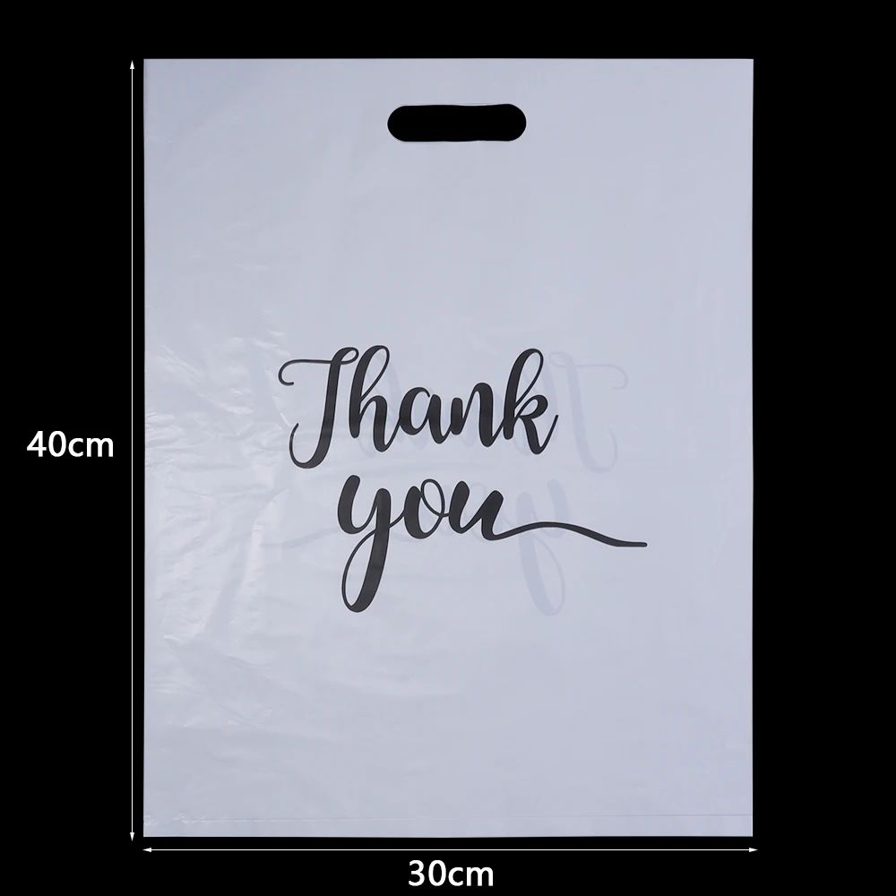 20pcs/lot Thank You Bags Durable Plastic Handle Shopping Bags For Wedding Christmas Birthday Party Gifts Candy Cookie Packaging