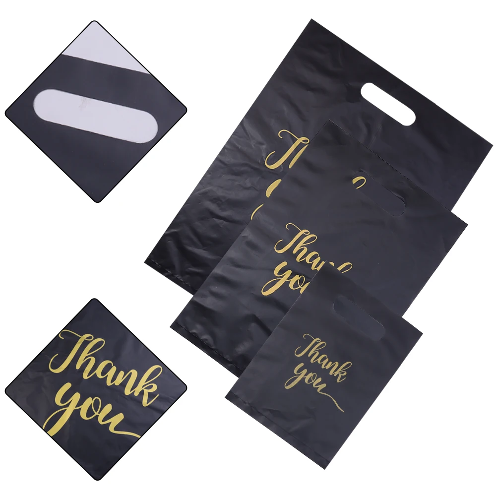 20pcs/lot Thank You Bags Durable Plastic Handle Shopping Bags For Wedding Christmas Birthday Party Gifts Candy Cookie Packaging