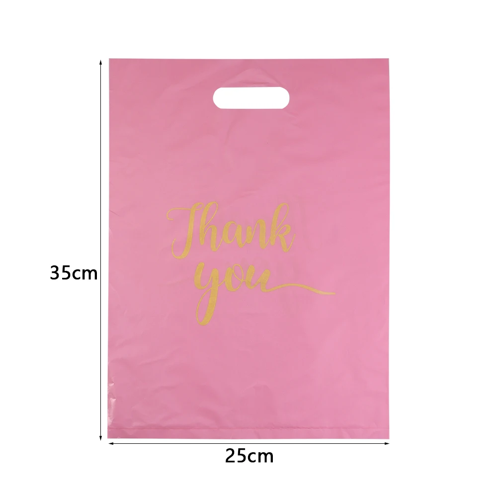 20pcs/lot Thank You Bags Durable Plastic Handle Shopping Bags For Wedding Christmas Birthday Party Gifts Candy Cookie Packaging