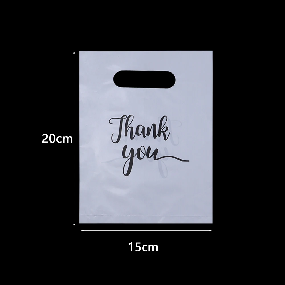20pcs/lot Thank You Bags Durable Plastic Handle Shopping Bags For Wedding Christmas Birthday Party Gifts Candy Cookie Packaging
