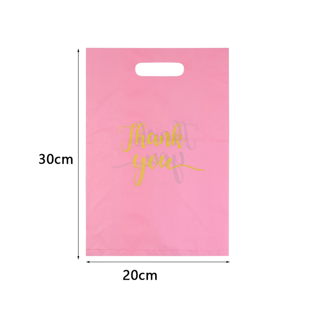 20pcs/lot Thank You Bags Durable Plastic Handle Shopping Bags For Wedding Christmas Birthday Party Gifts Candy Cookie Packaging