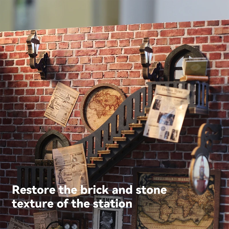 DIY Wooden Doll Houses Book Nook Shelf Insert Kit Miniature Model Kits 3D Puzzle Bookshelf With LED Lights For Christmas Gifts