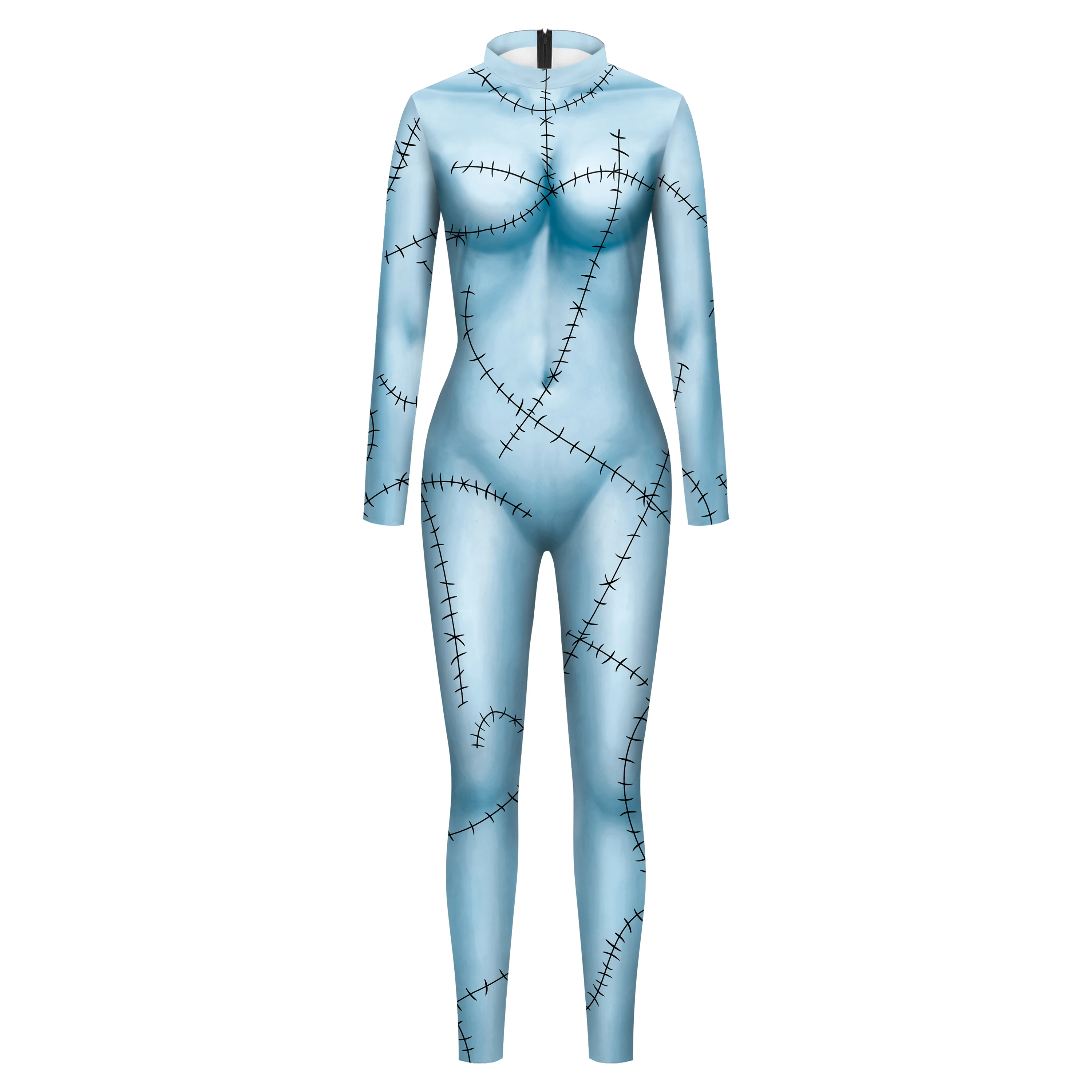 Cosplay Movie Nightmare Christmas Sally Dress Leggings Set Zentai Bodysuits Women Scary Sally Disguise Halloween Party Costume