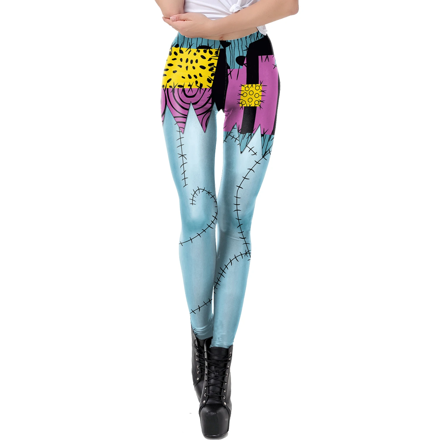 Cosplay Movie Nightmare Christmas Sally Dress Leggings Set Zentai Bodysuits Women Scary Sally Disguise Halloween Party Costume
