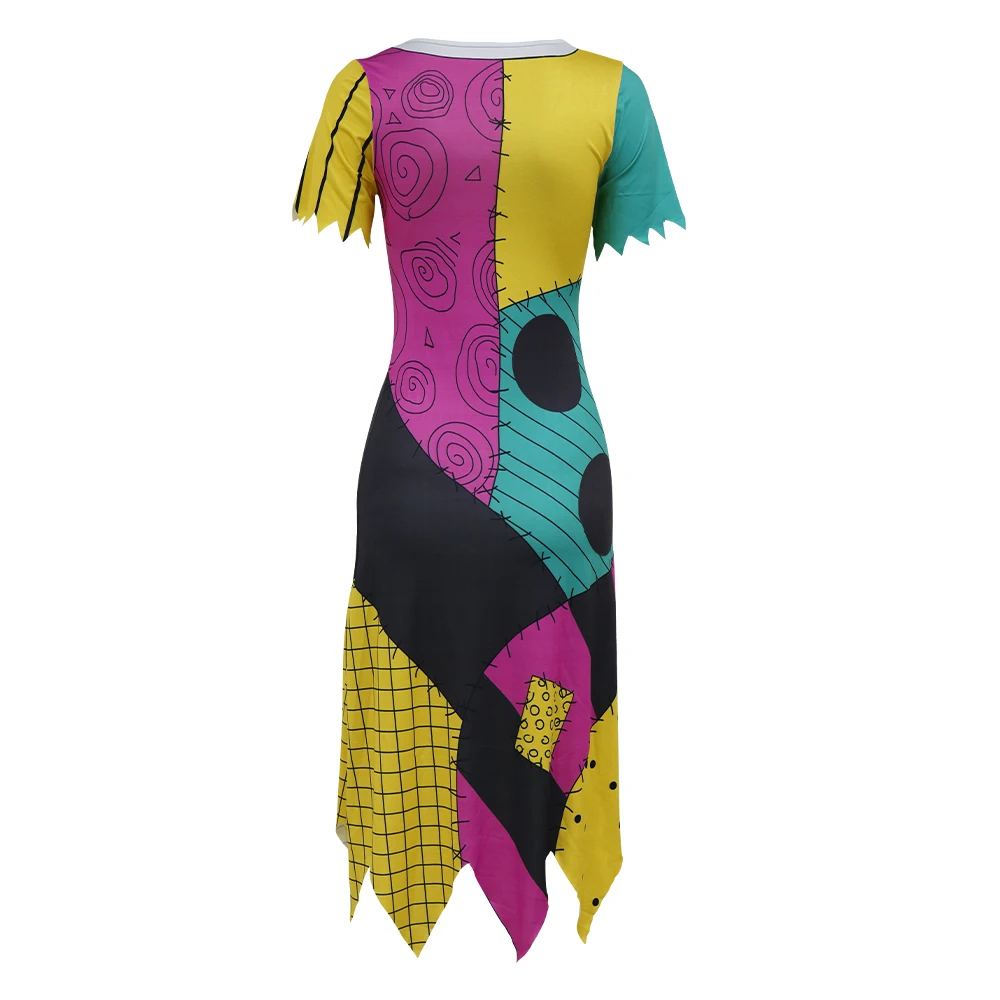 Cosplay Movie Nightmare Christmas Sally Dress Leggings Set Zentai Bodysuits Women Scary Sally Disguise Halloween Party Costume
