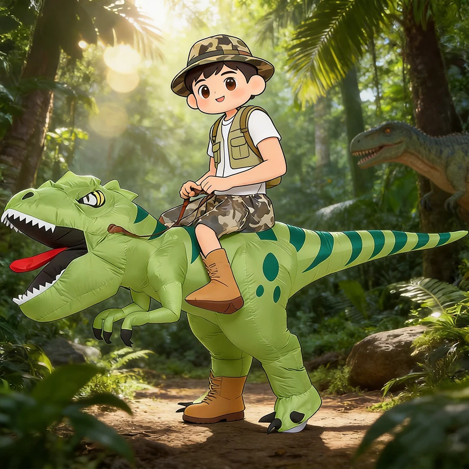 Animal Cartoon Riding T-Rex Inflatable Costume Dinosaur Role Playing Game Christmas Halloween Carnival Birthday Gift