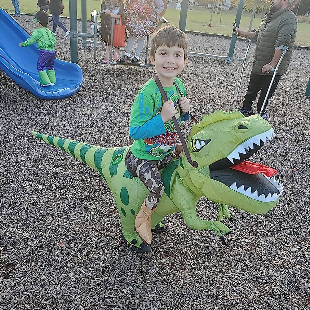 Animal Cartoon Riding T-Rex Inflatable Costume Dinosaur Role Playing Game Christmas Halloween Carnival Birthday Gift