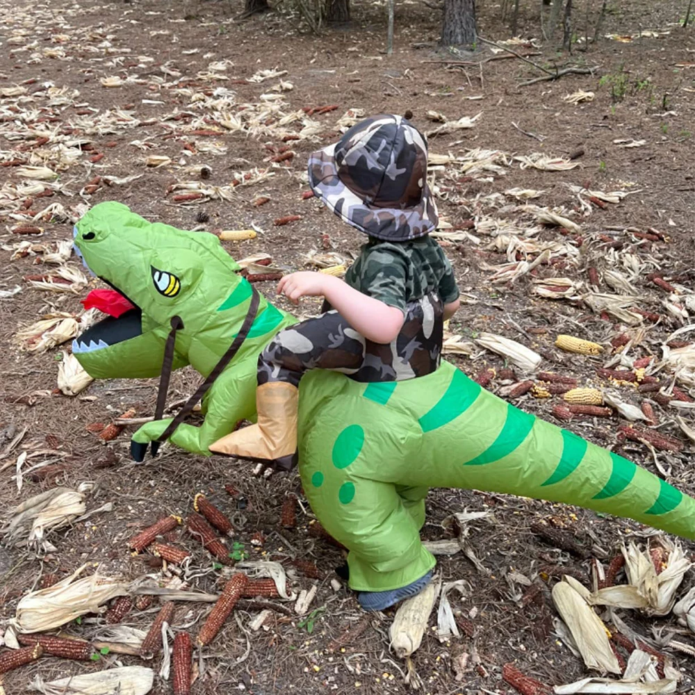 Animal Cartoon Riding T-Rex Inflatable Costume Dinosaur Role Playing Game Christmas Halloween Carnival Birthday Gift
