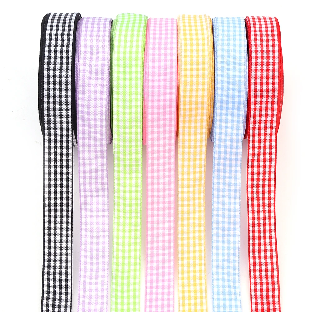10Yards 6/10/15/20/25mm Gingham Ribbons Polyester Grid Ribbons For Wedding Party Christmas Gifts Wrapping Home Decor Accessories