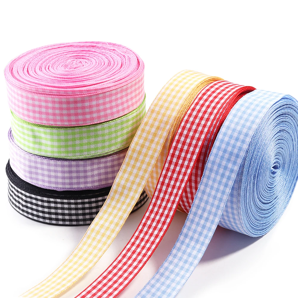 10Yards 6/10/15/20/25mm Gingham Ribbons Polyester Grid Ribbons For Wedding Party Christmas Gifts Wrapping Home Decor Accessories