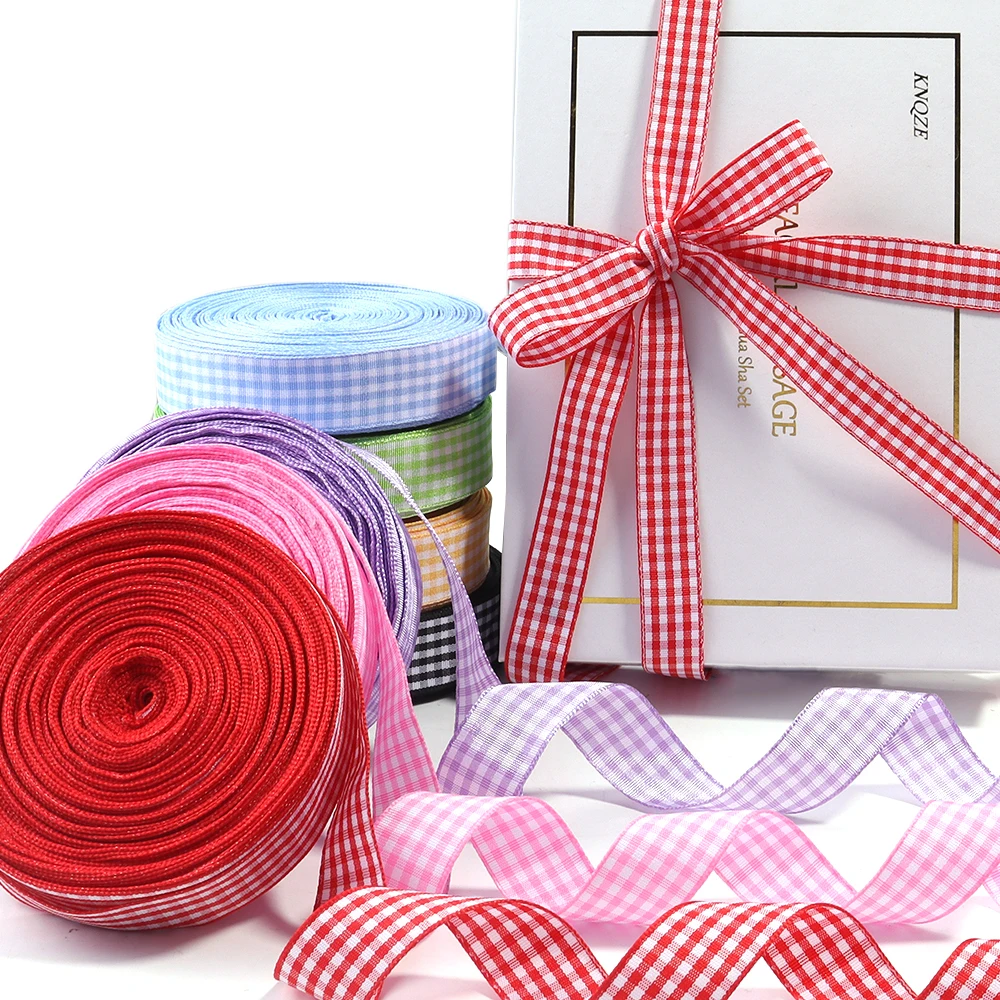 10Yards 6/10/15/20/25mm Gingham Ribbons Polyester Grid Ribbons For Wedding Party Christmas Gifts Wrapping Home Decor Accessories