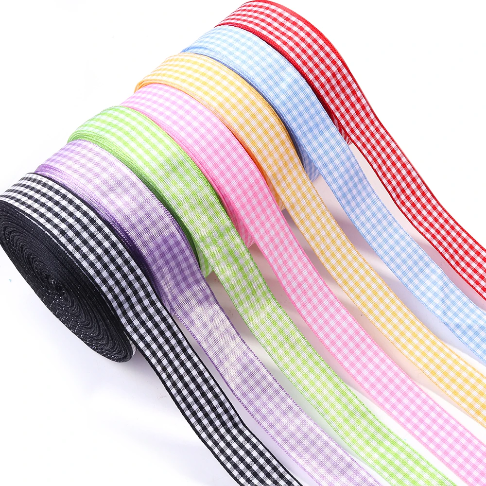 10Yards 6/10/15/20/25mm Gingham Ribbons Polyester Grid Ribbons For Wedding Party Christmas Gifts Wrapping Home Decor Accessories