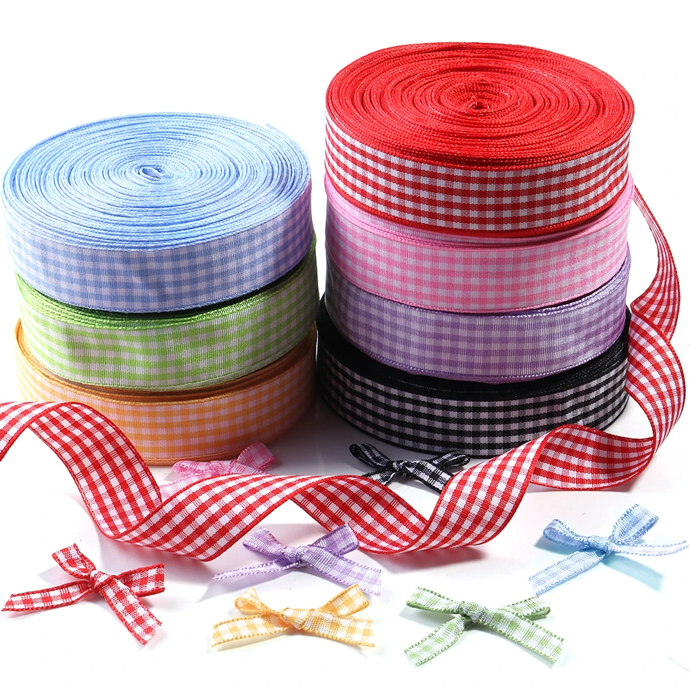 10Yards 6/10/15/20/25mm Gingham Ribbons Polyester Grid Ribbons For Wedding Party Christmas Gifts Wrapping Home Decor Accessories