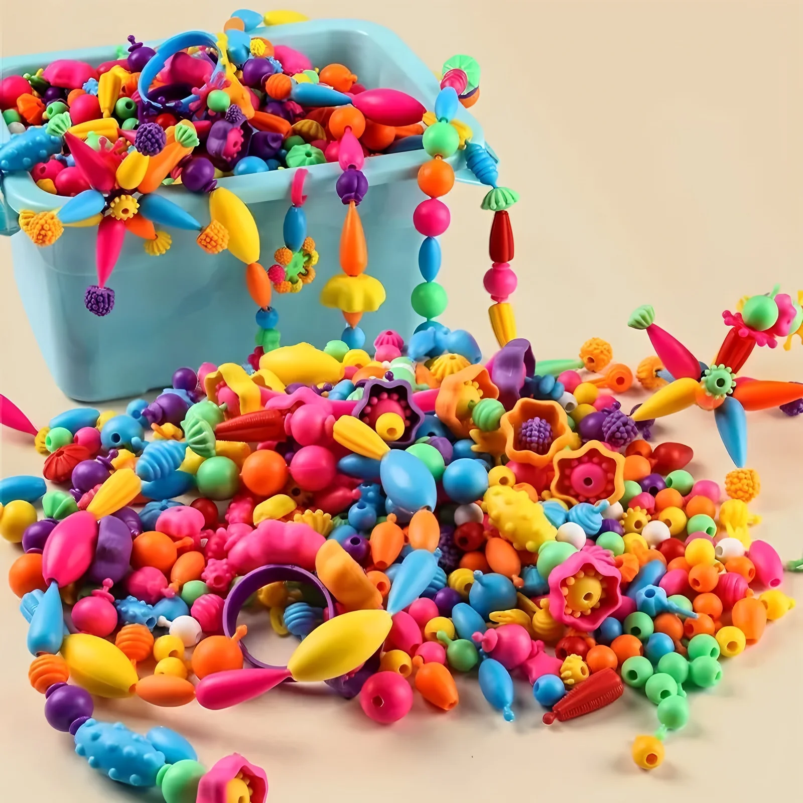 Children's DIY Bead Girl Jewelry Accessory Making Kit, Creative Necklace, Bracelet and Ring DIY Ideal Christmas and Birthday Gif