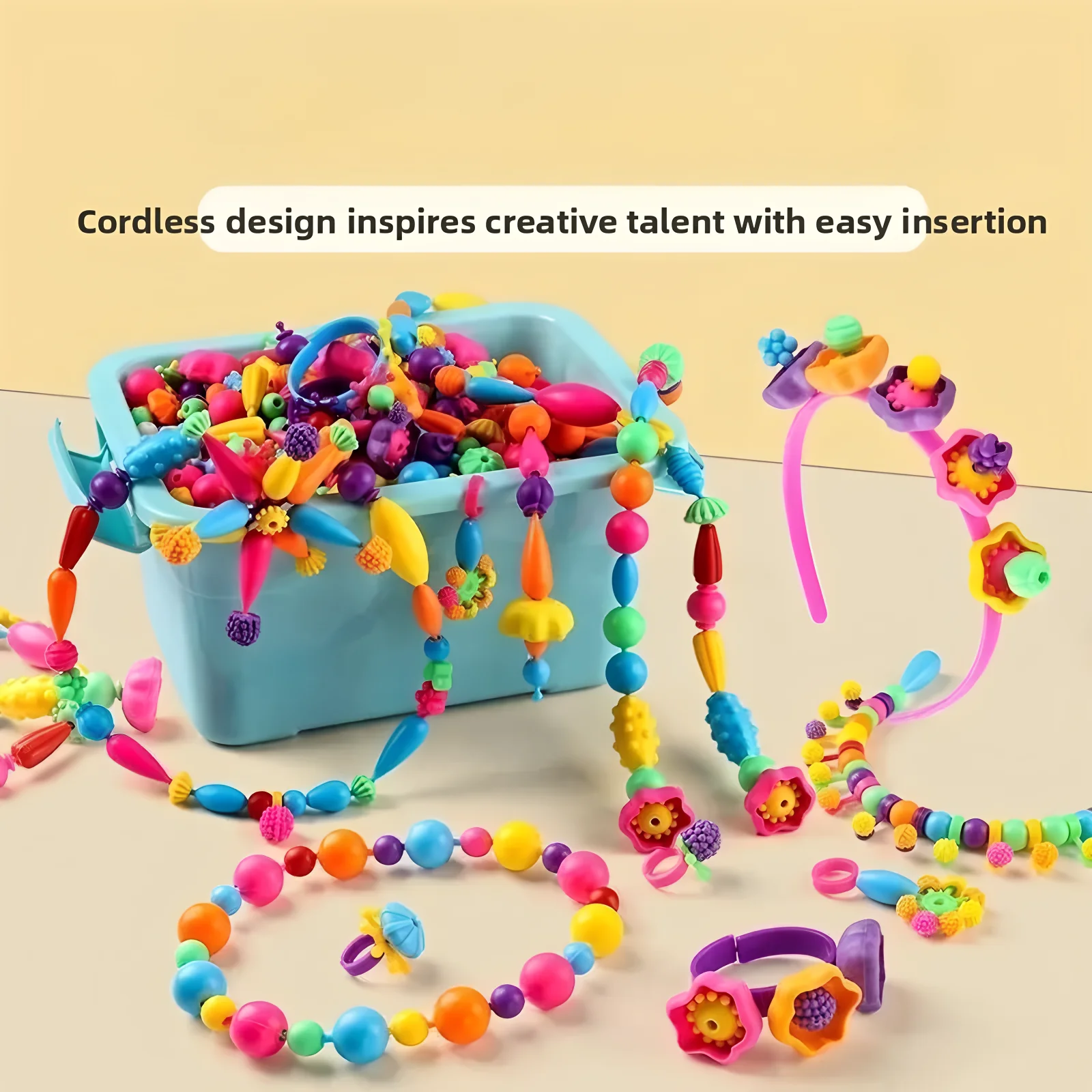 Children's DIY Bead Girl Jewelry Accessory Making Kit, Creative Necklace, Bracelet and Ring DIY Ideal Christmas and Birthday Gif